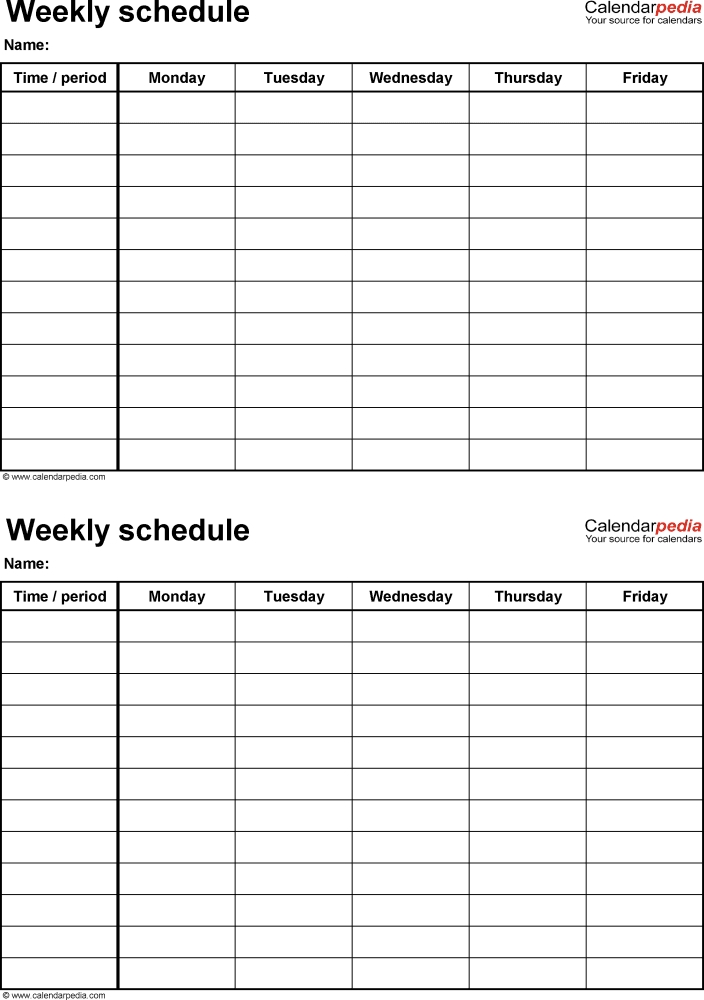 Collect Blank Monday – Friday To Do Checklist