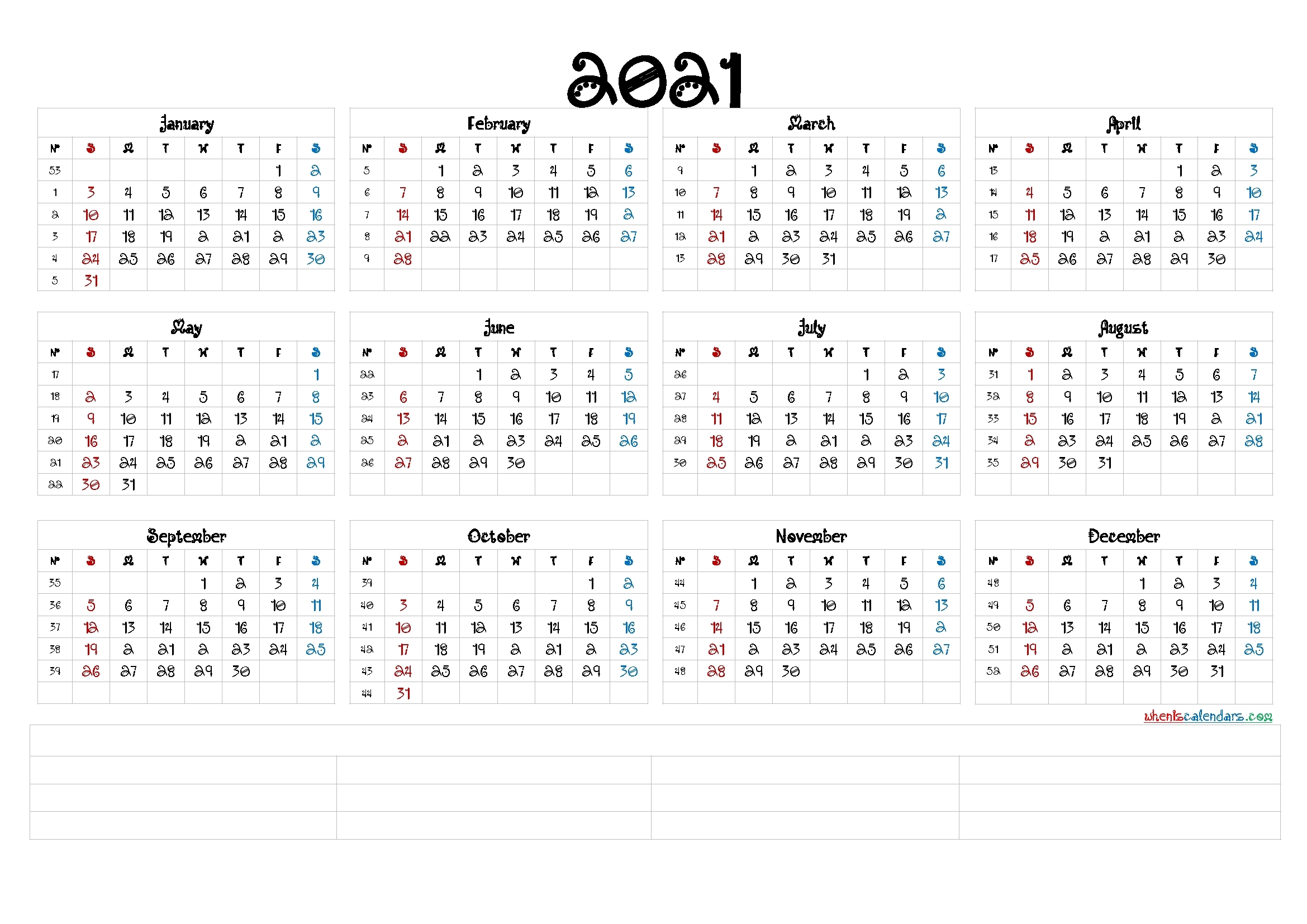 Collect Excel Calendar 2021 With Week Numbers