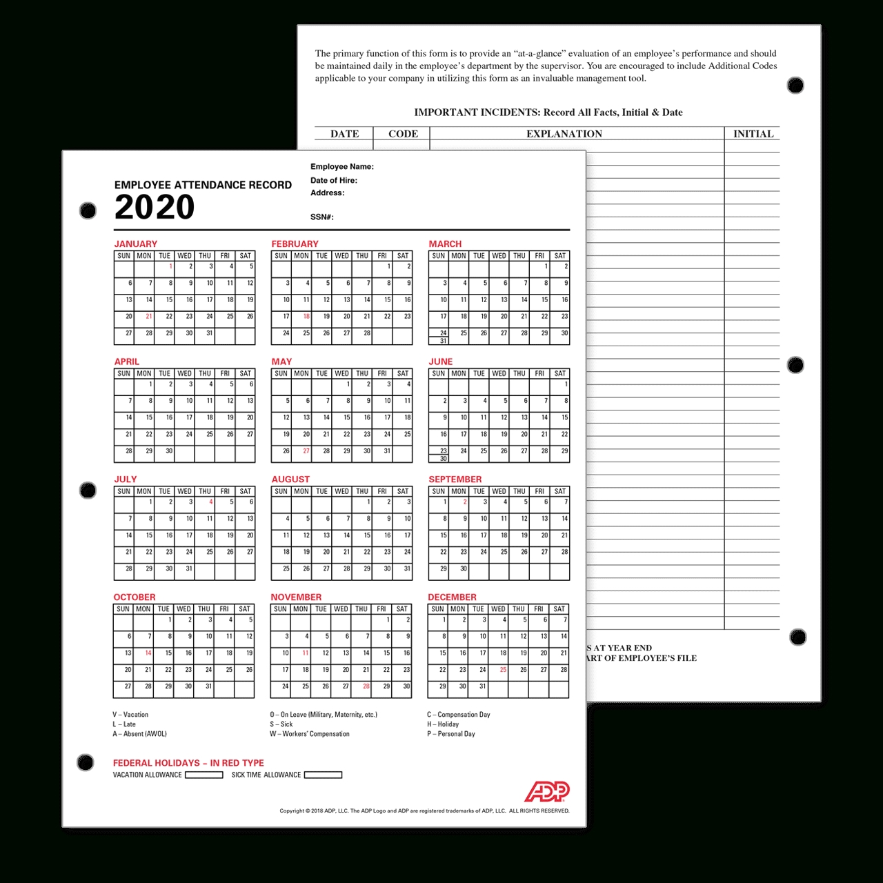 Collect Free Attendance Calendar Printable