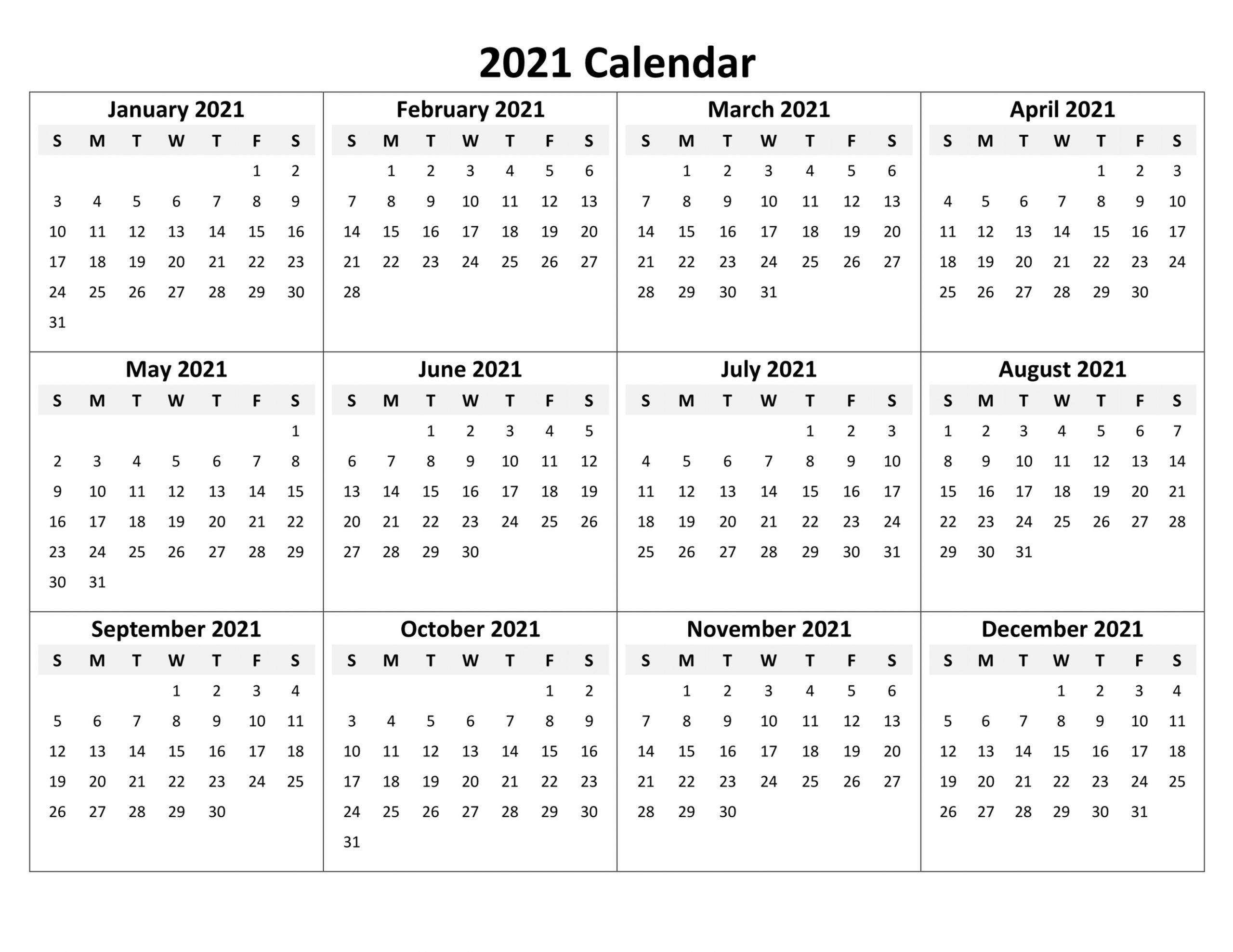 Collect Free Printable Calendar 2021 Monthly Google