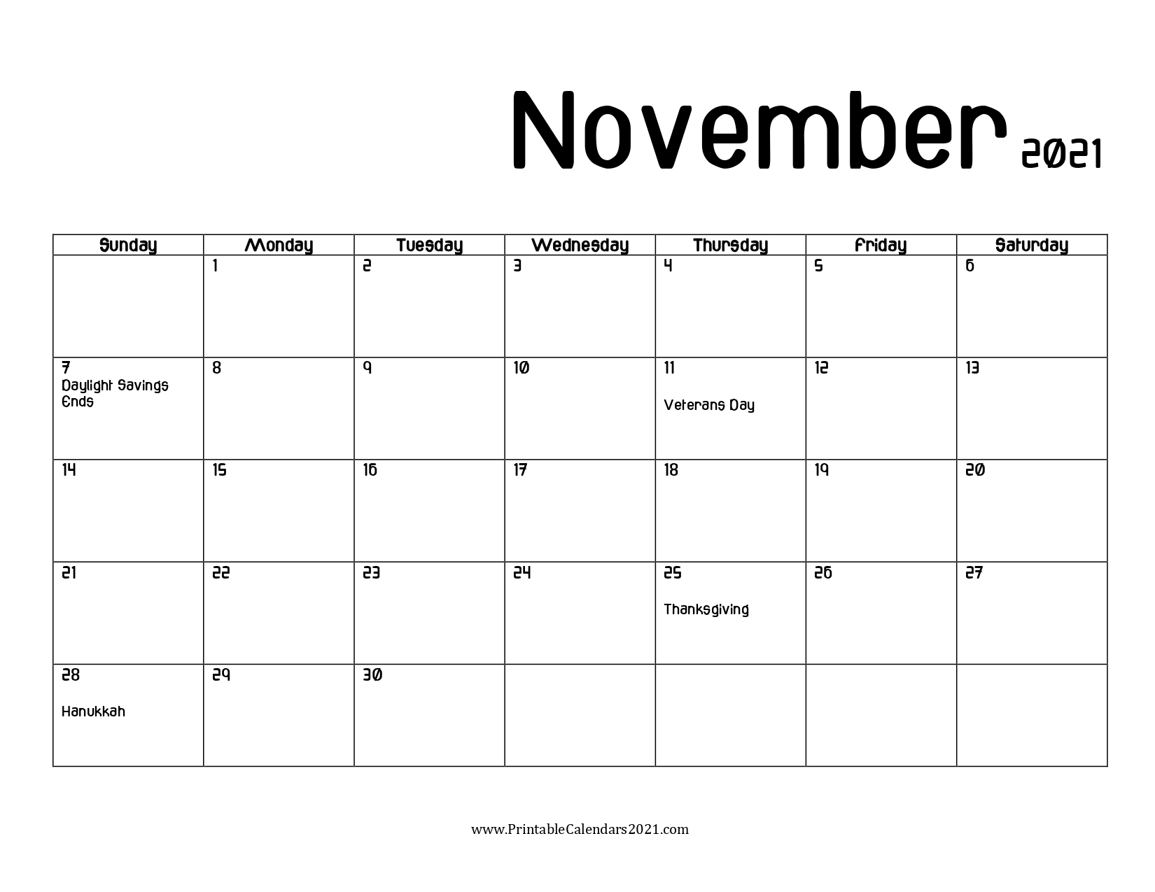 Collect Print Free November 2021 Calendar Without Downloading