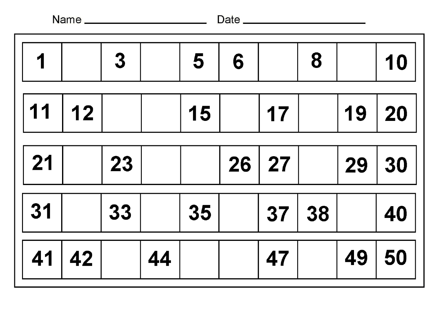 Collect Printable Numbers 1 31