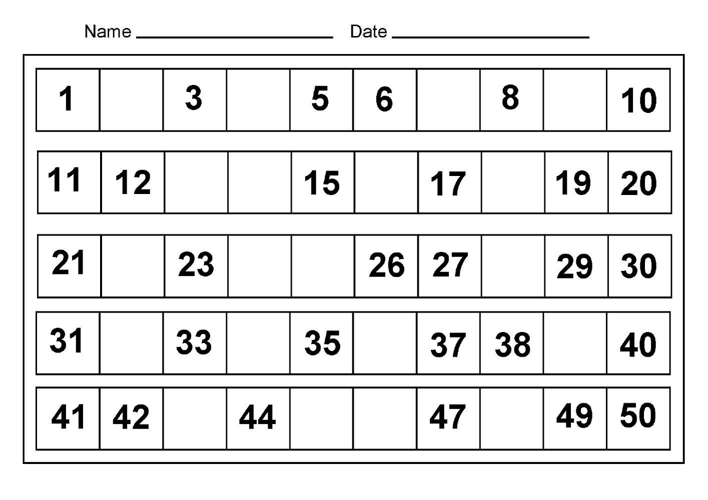 Collect Printable Numbers 1-31