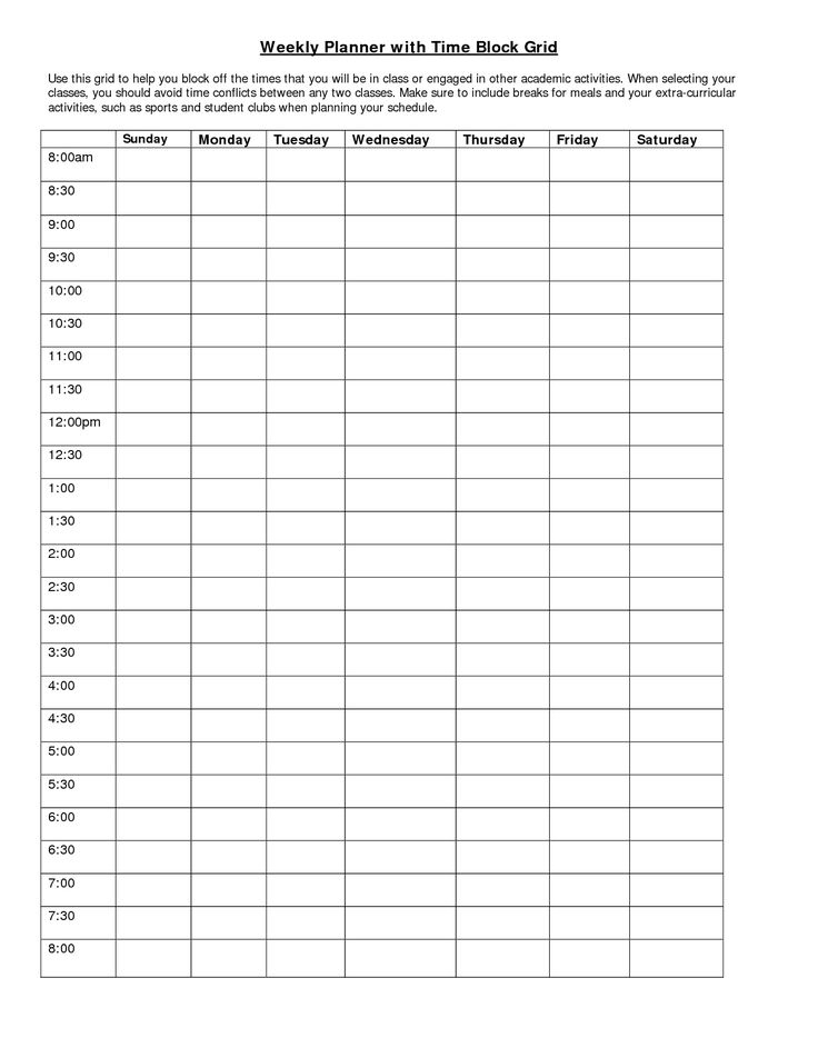 Collect Printable Schedule With Time Slots