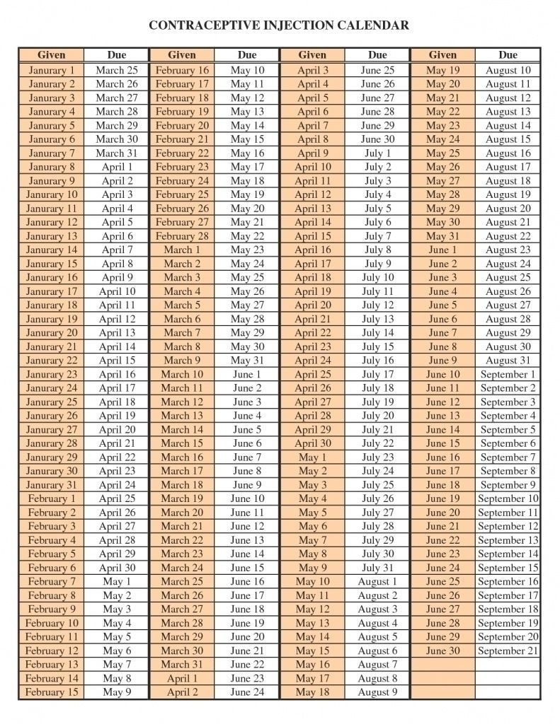 Get Depo Dosing Calendar