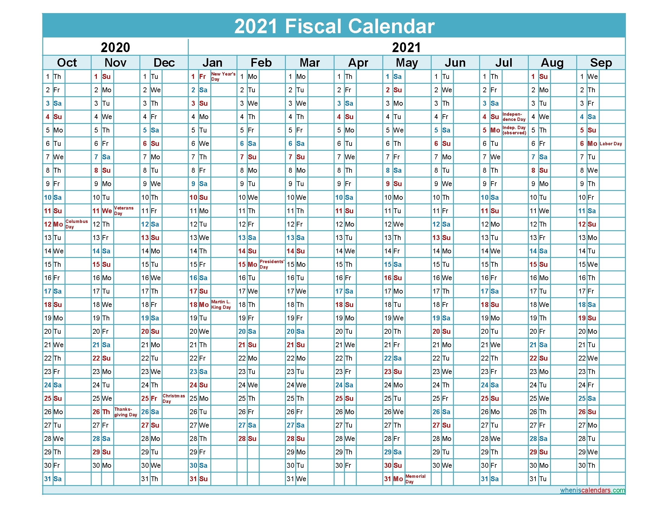 Get Fiscal Week Numbers Calendar 2021