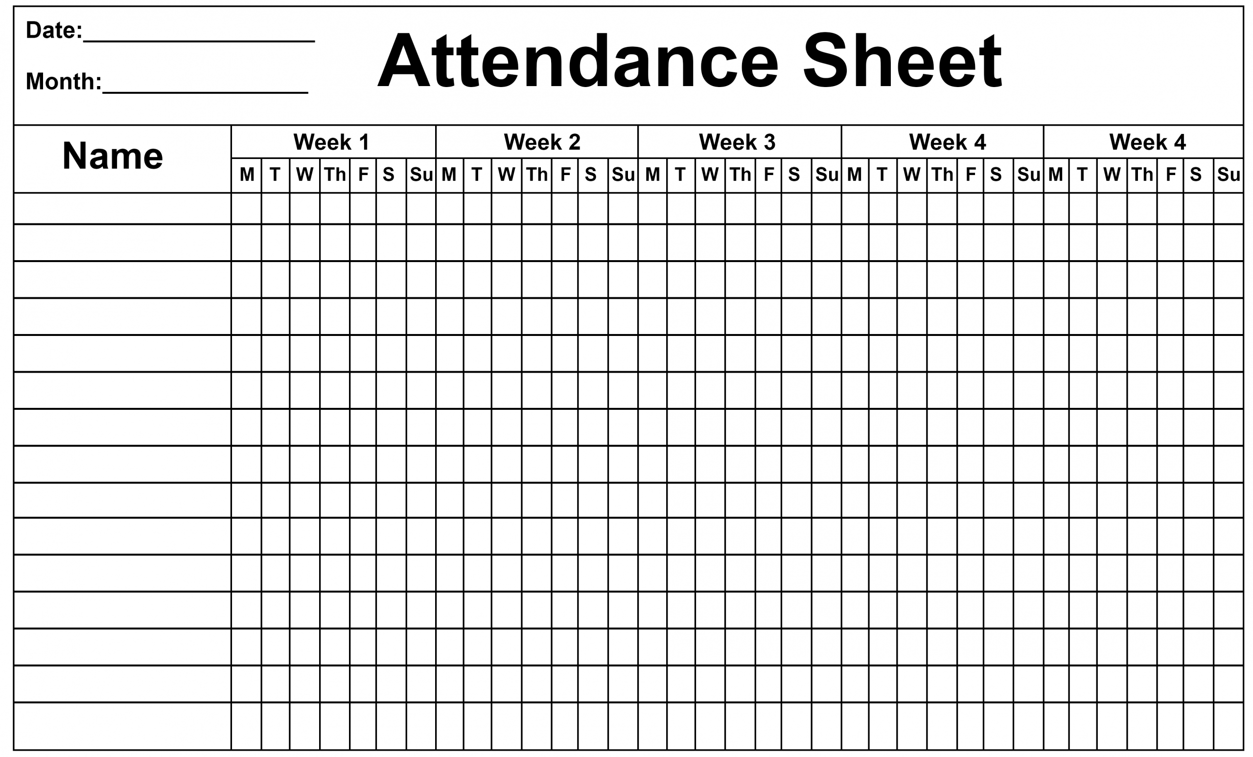 Get Free Attendance Calendar Printable