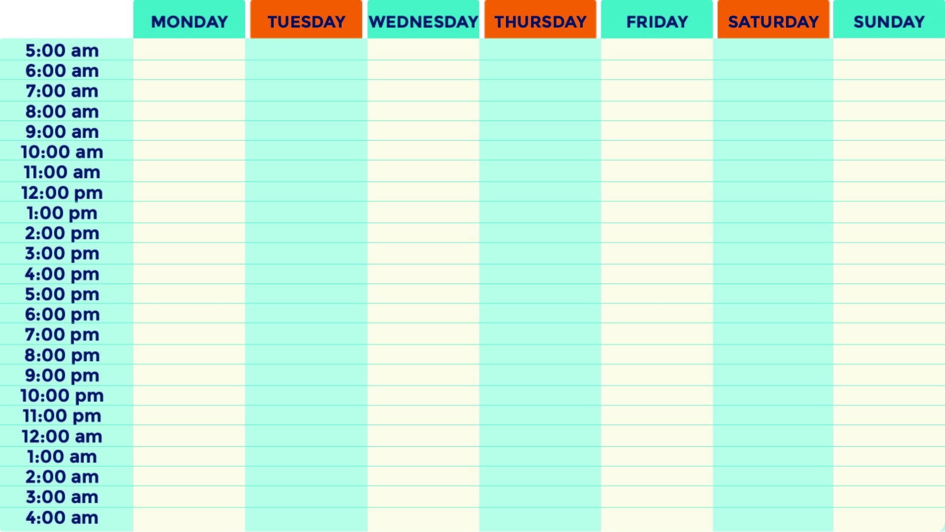 Get Printable Schedule With Time Slots