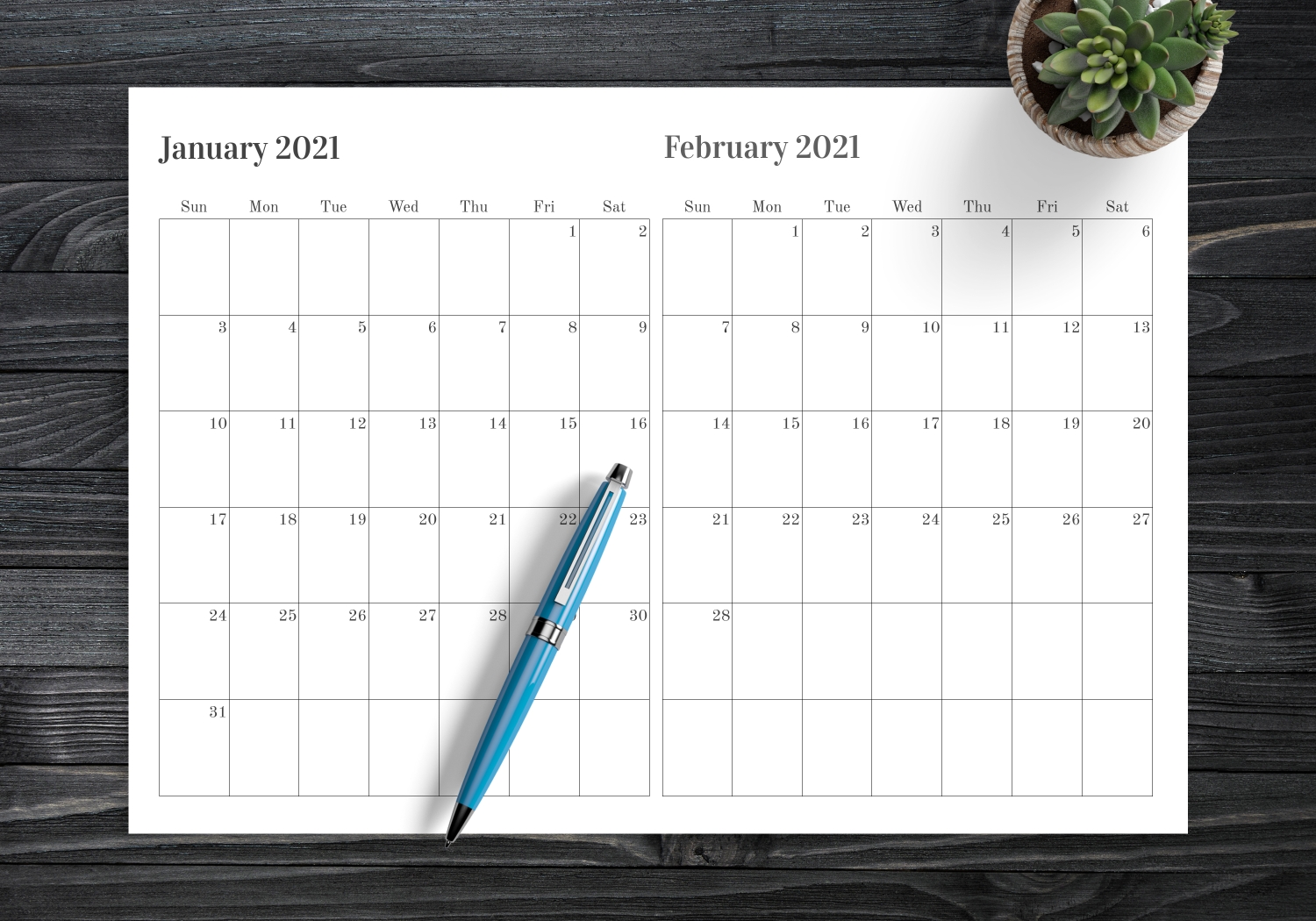 Get Printable Two Month Calendar