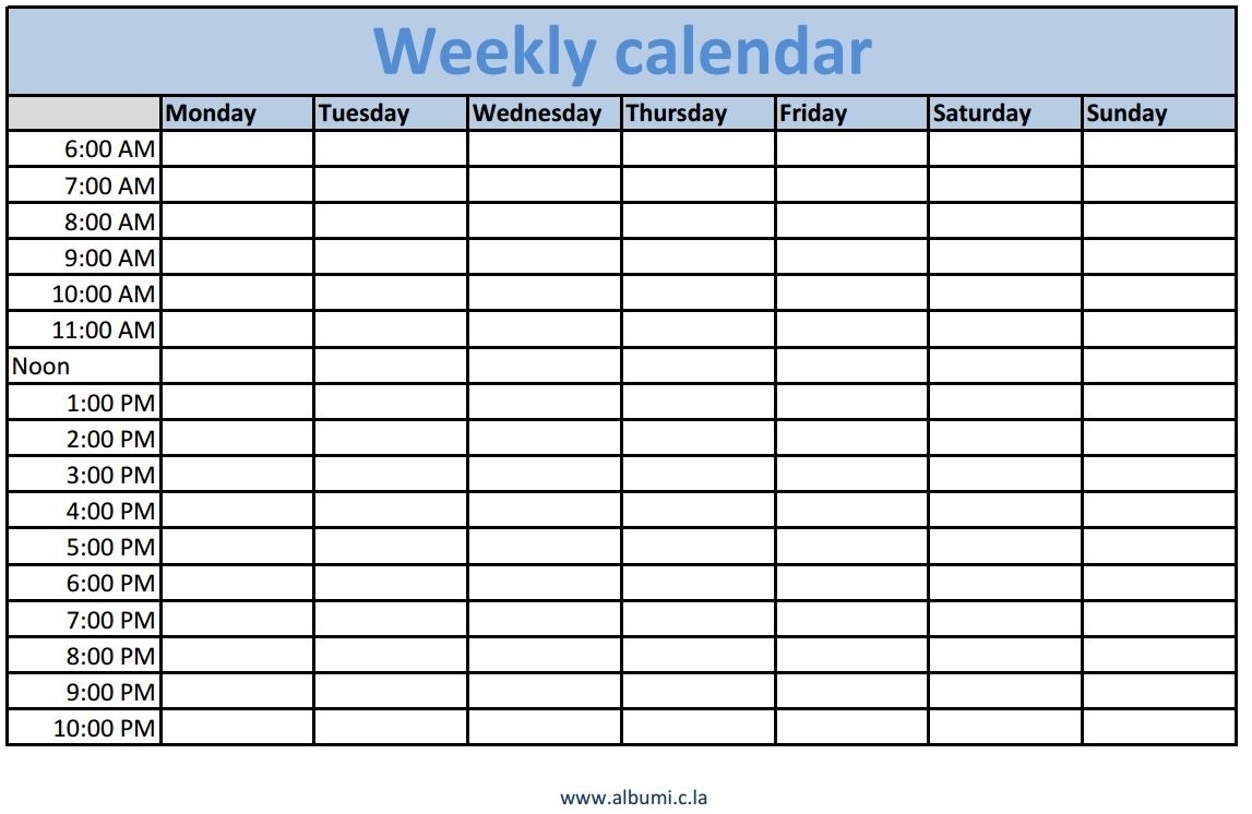 Get Weekly Calendar With Hours Of Day