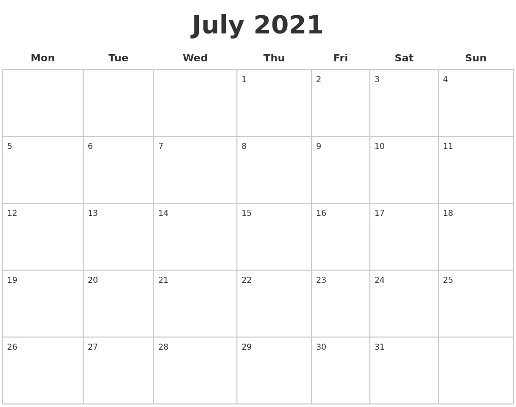 Pick 2021 Monday To Sunday Calendar Printable Free