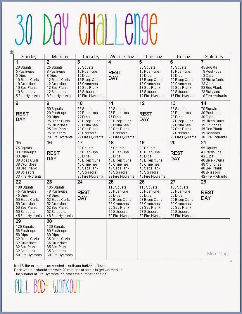 Pick 30 Day Printable Calendar