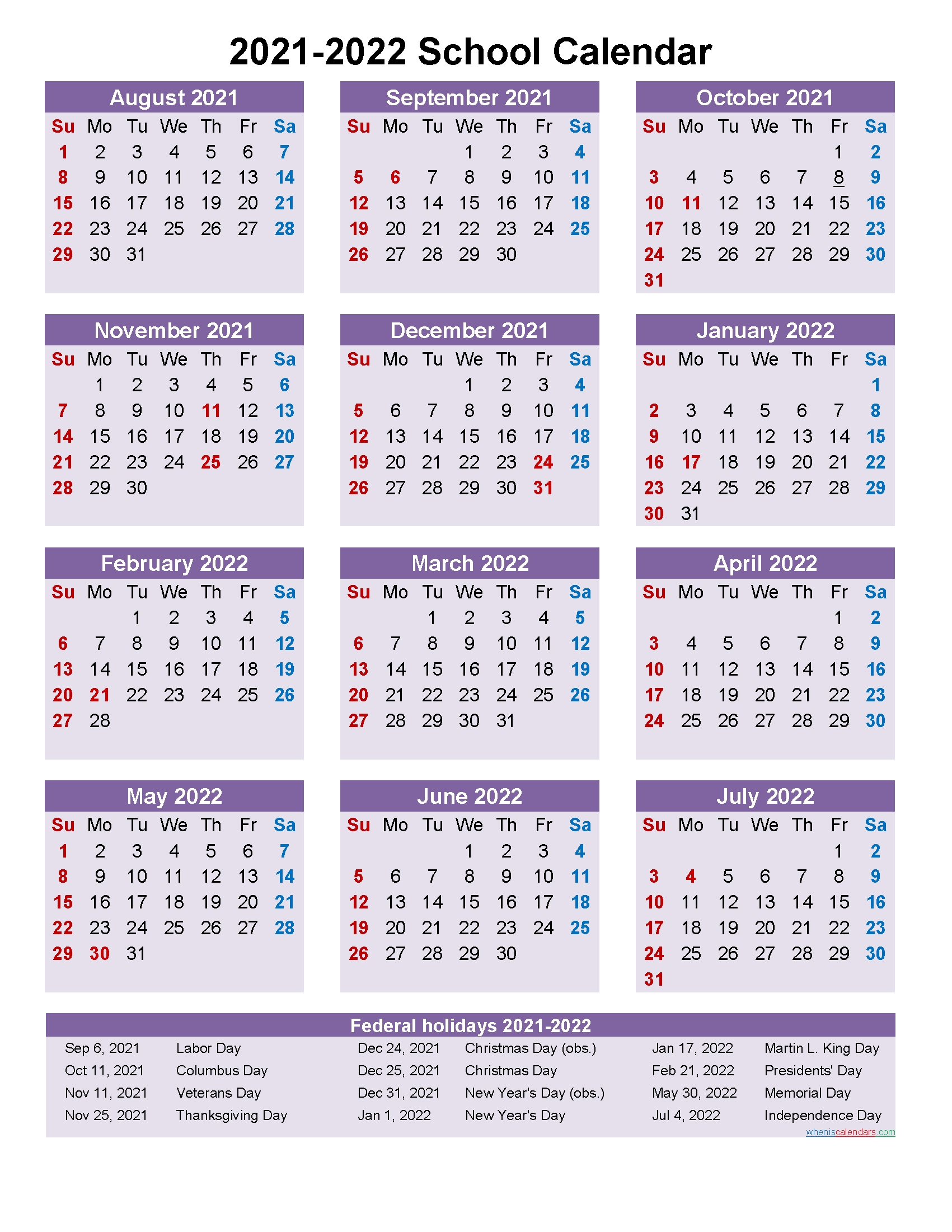 Pick Calendar 2021 2021 2022 Free Printable