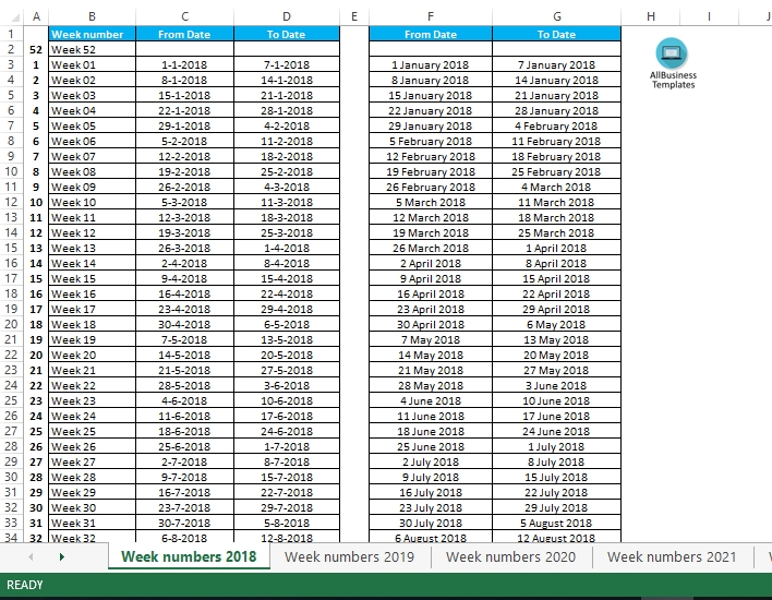 Pick Financial Year Week Number