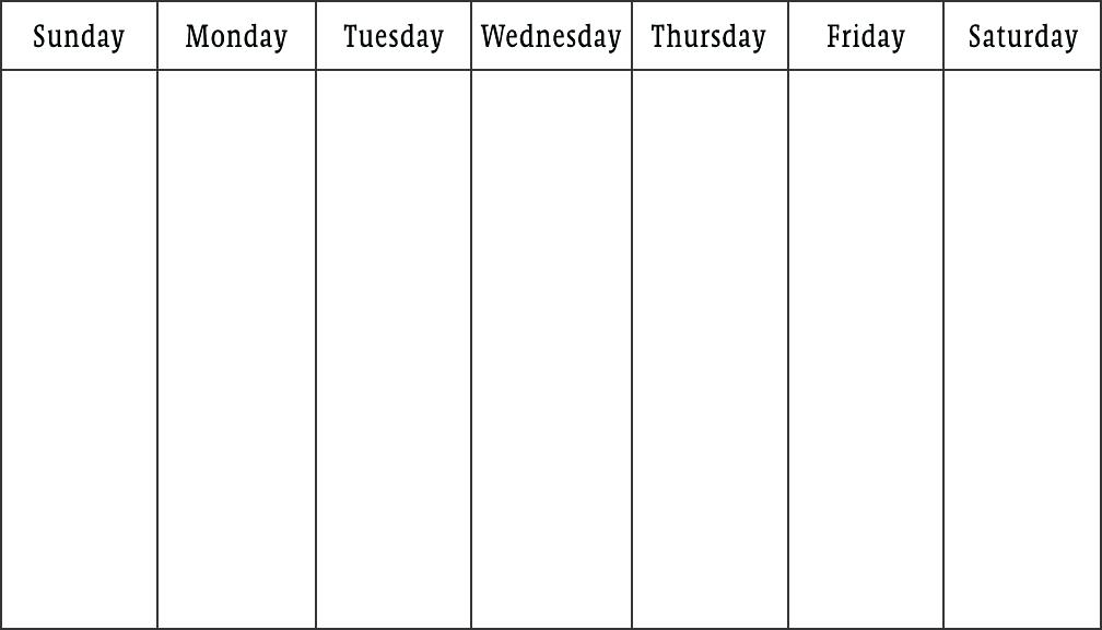 Pick Monday Thru Sunday Calendar By Business Hours