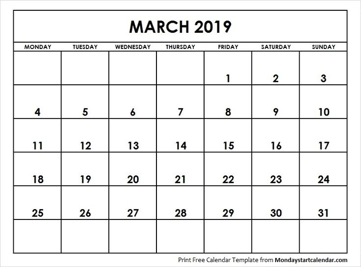 Pick Printable Monday Calendar Monday Start