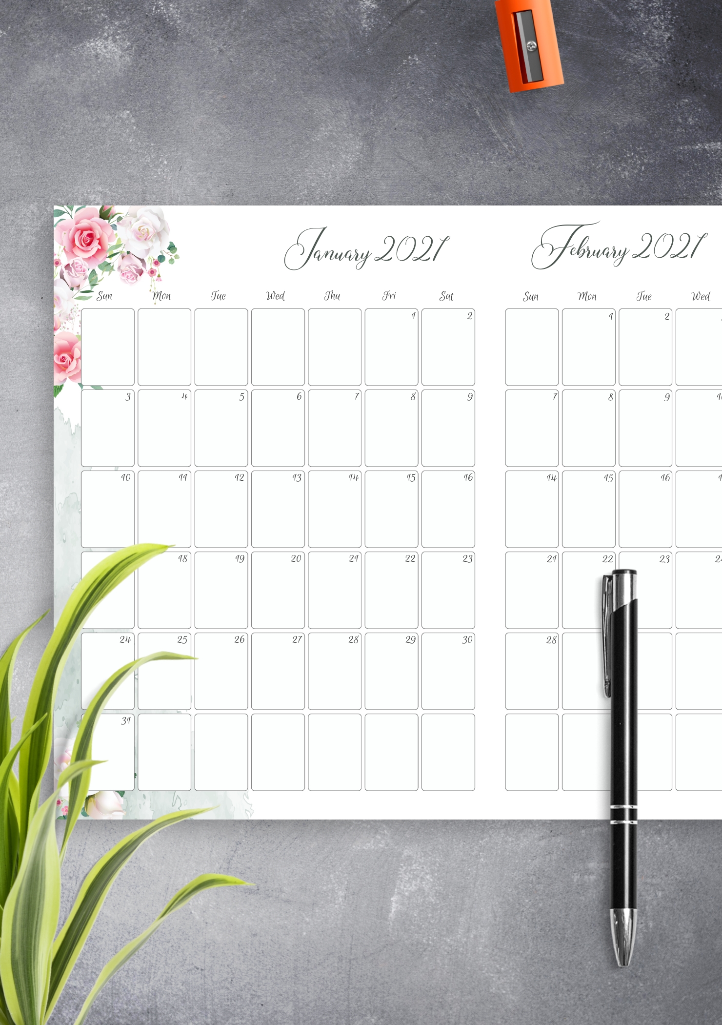 Pick Printable Two Month Calendar