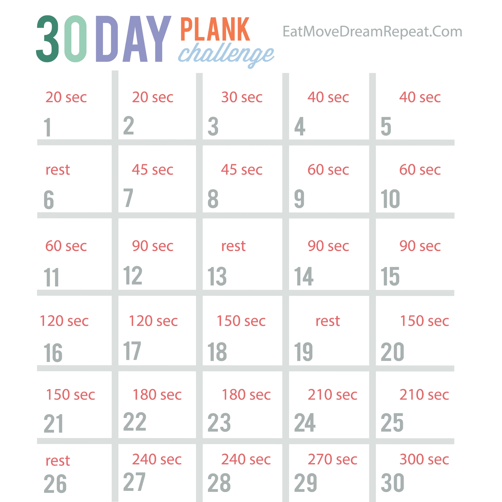 Take 30 Day Printable Calendar