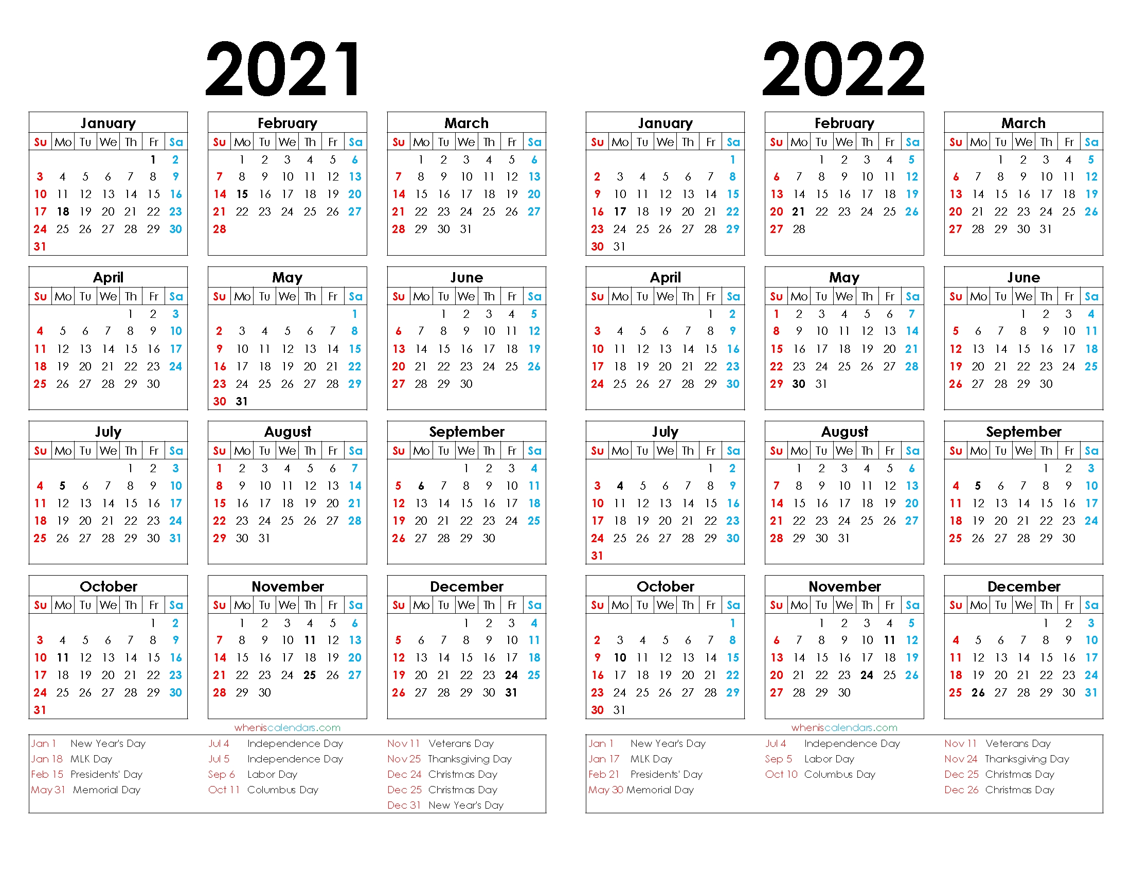 Take Calendar 2021 2022 2022 Printable