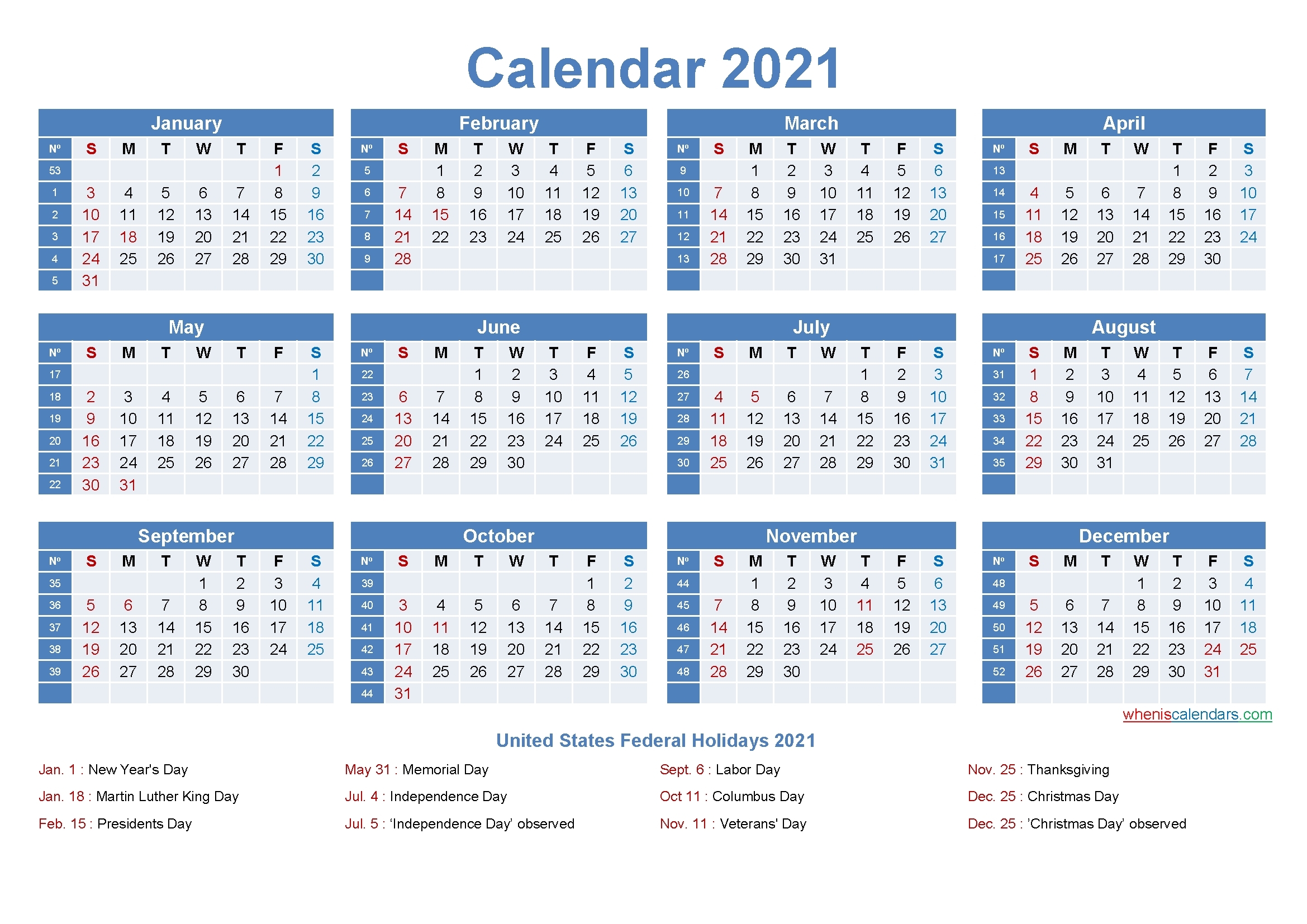 Take Excel Calendar 2021 With Week Numbers