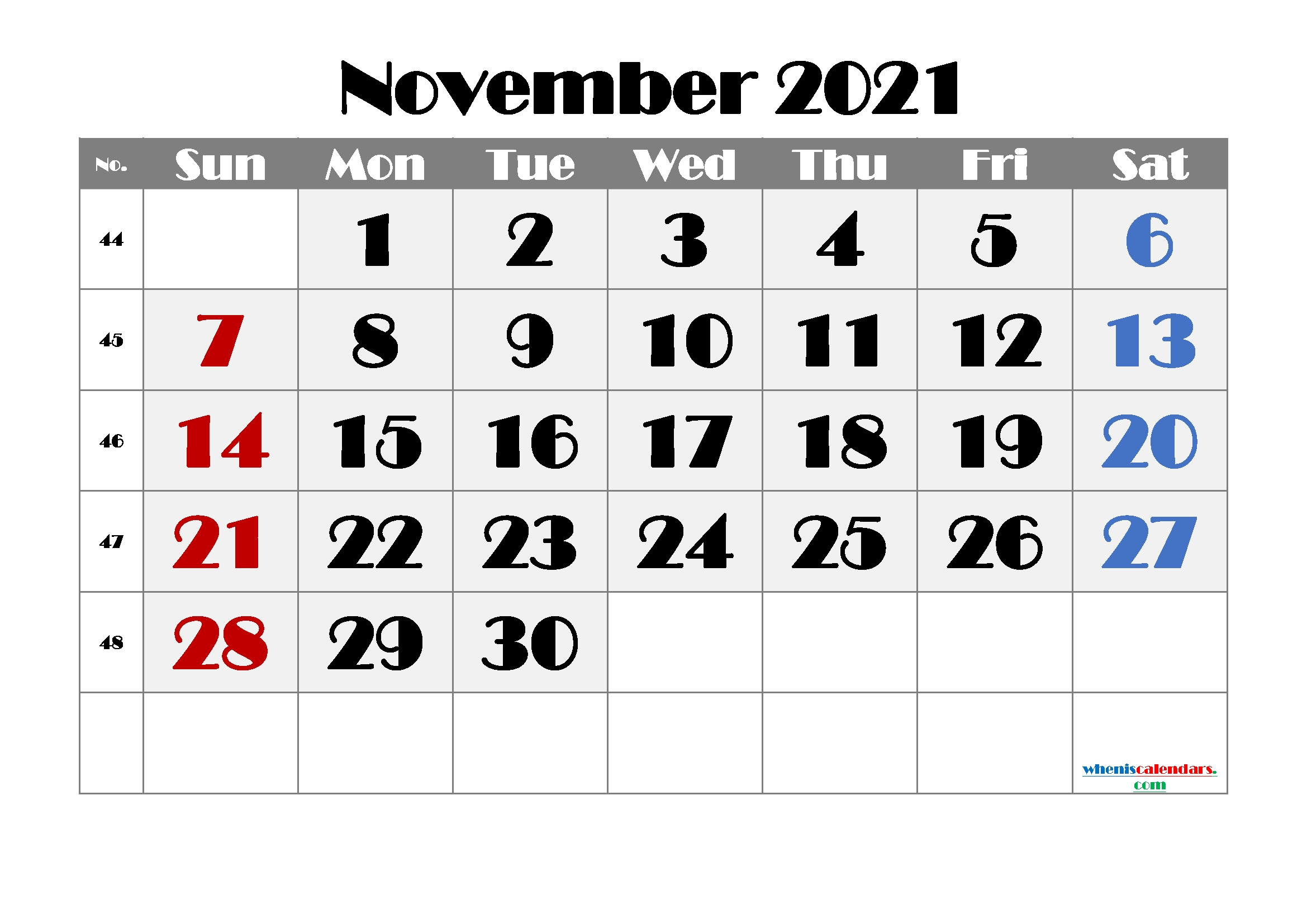 Take Print Free November 2021 Calendar Without Downloading