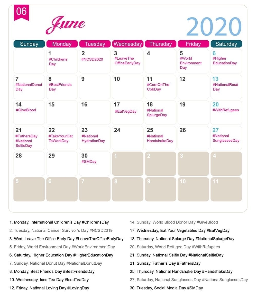 Take Printable National Days Calendar 2021