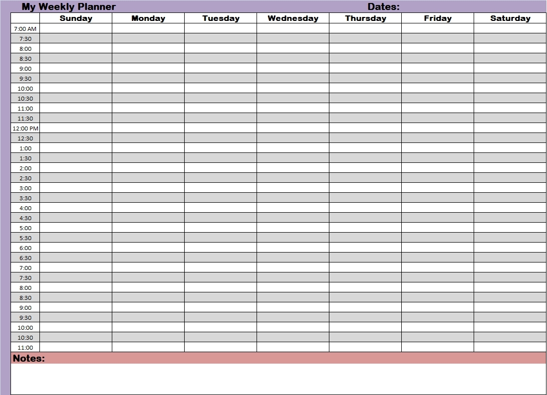 Take Printable Schedule With Time Slots