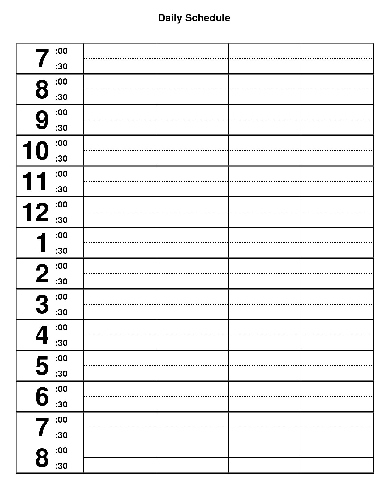 Take Printable Schedule With Time Slots