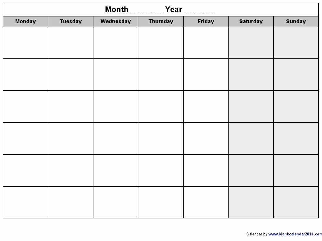 Catch Monthly Calendar Starting Monday