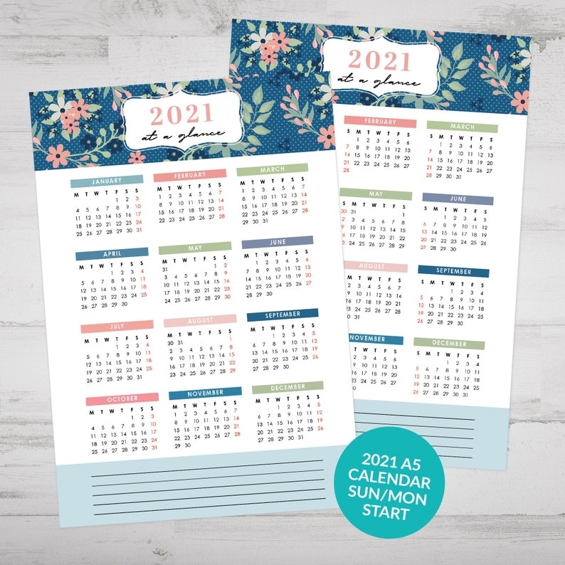 Catch Printable Month At A Glance 2021