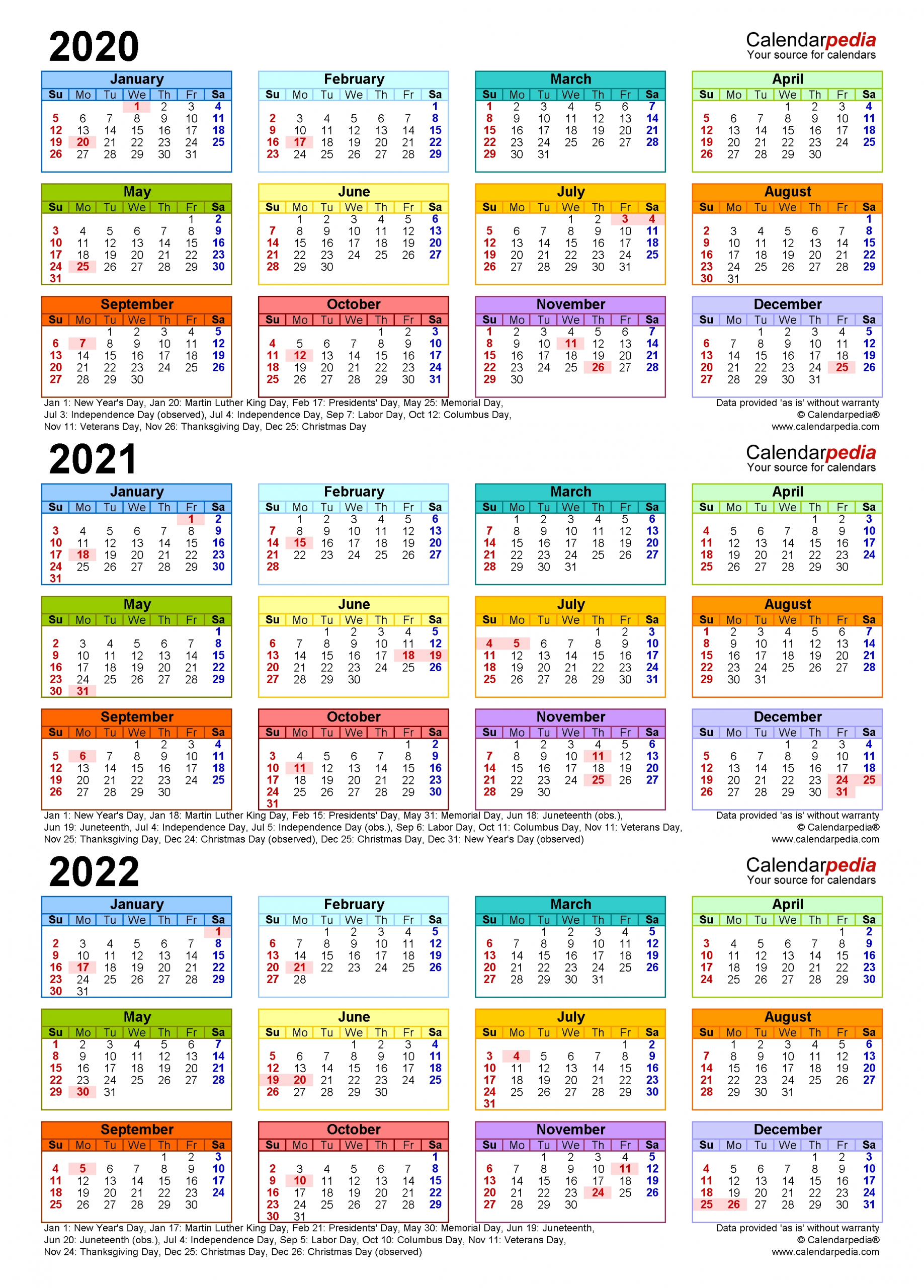 Catch Three Year Calendar 2021 2022 2021