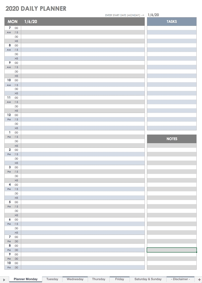 Collect Daily Schedule Printable 15 Minutes