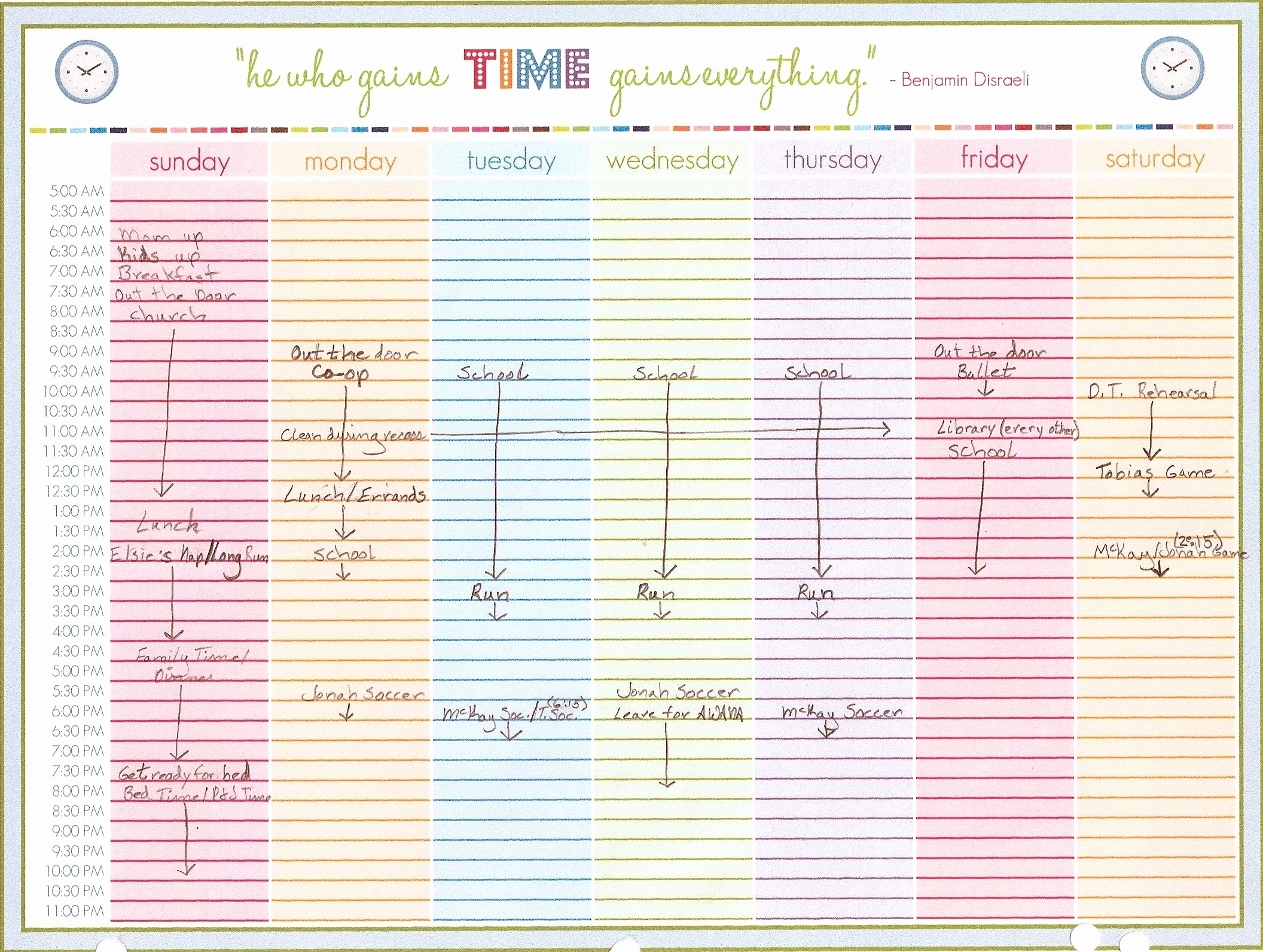 Collect Daily Time Slot Template Week