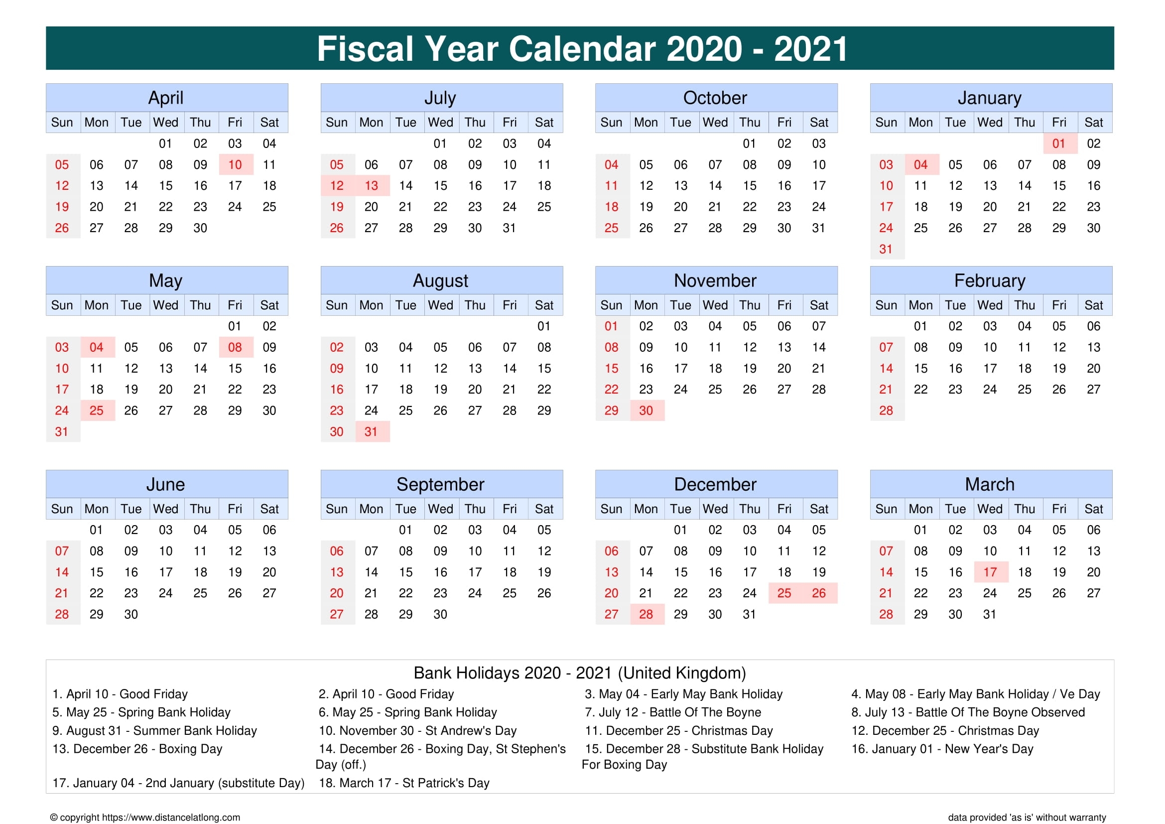 Collect Financial Week Calendar 2021