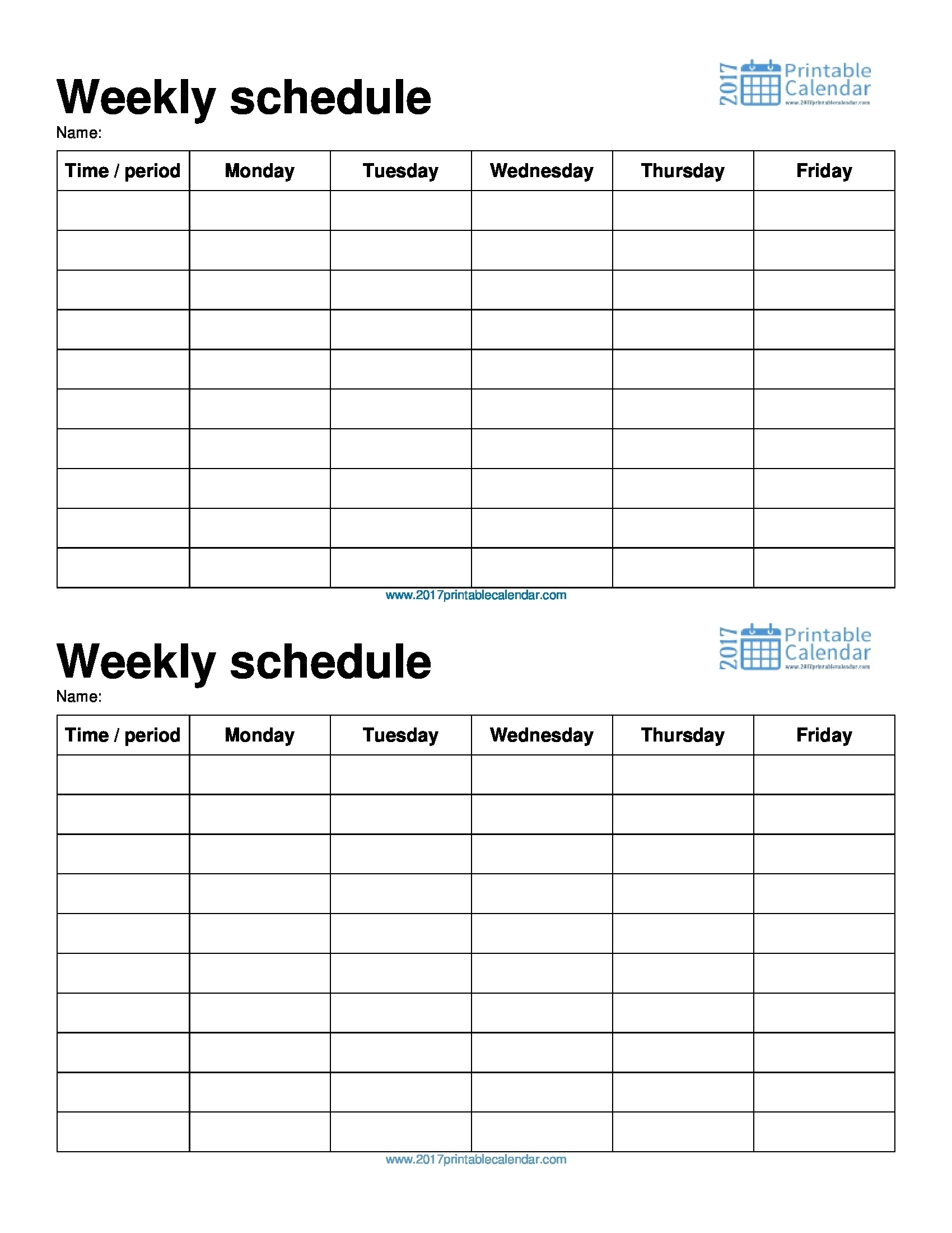 Collect Monday To Friday Planner To Print