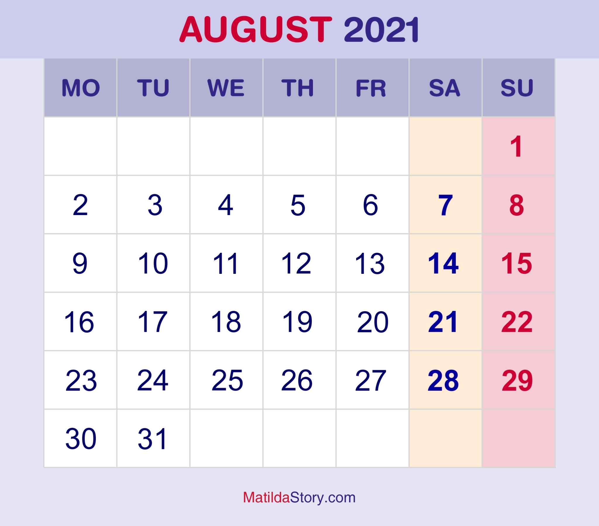 Collect Printable Calendar 2021 Monday To Sunday