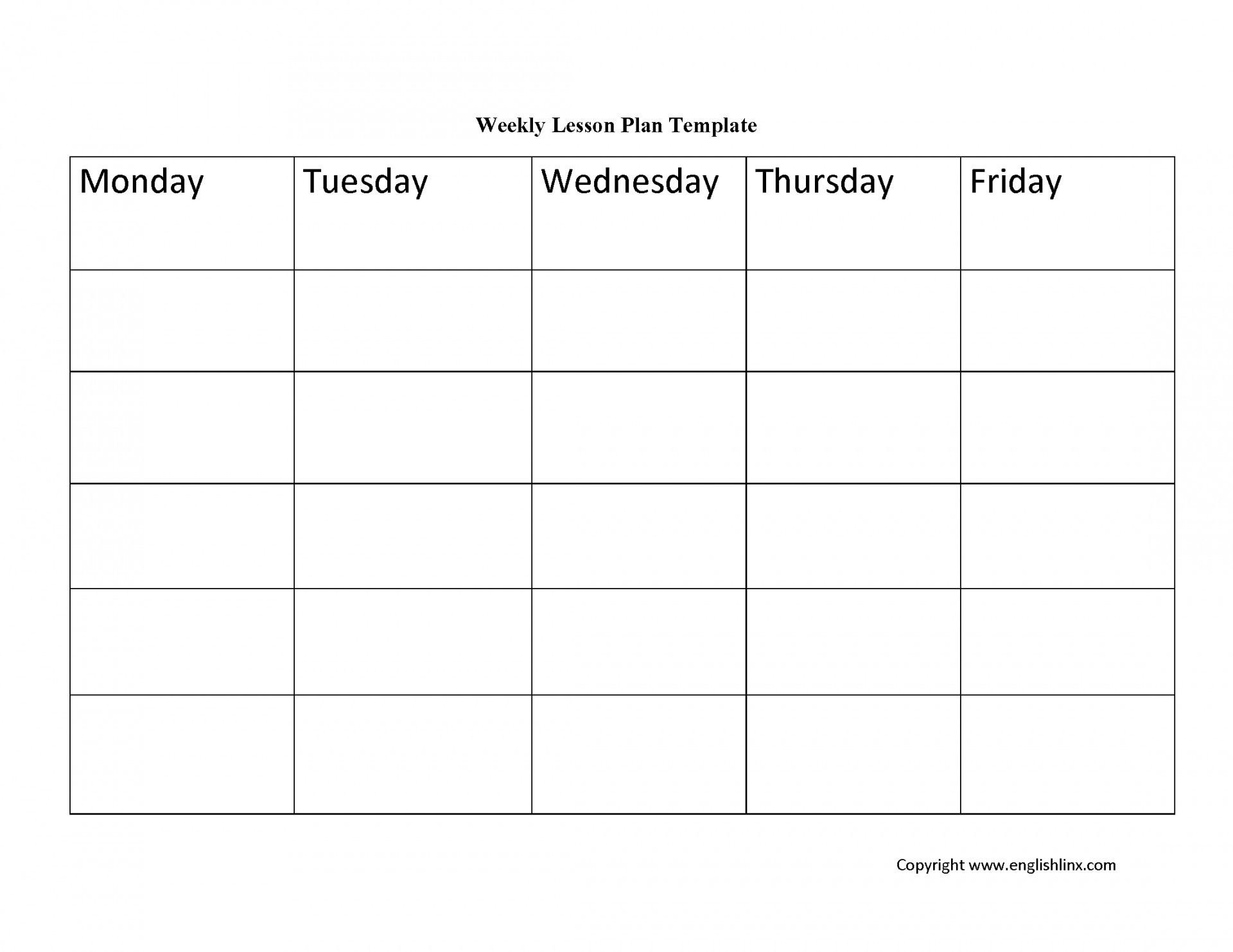 Collect Printable Monthly Lesson Plan Calendar