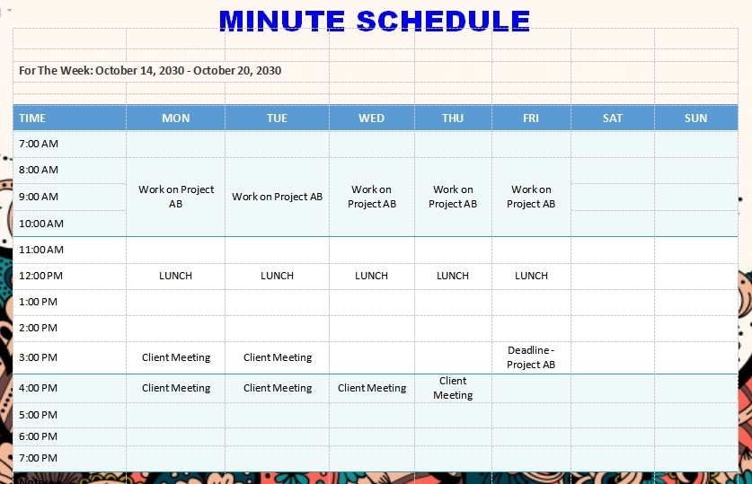 Collect Schedule Template Appoitnmetn 15 Min