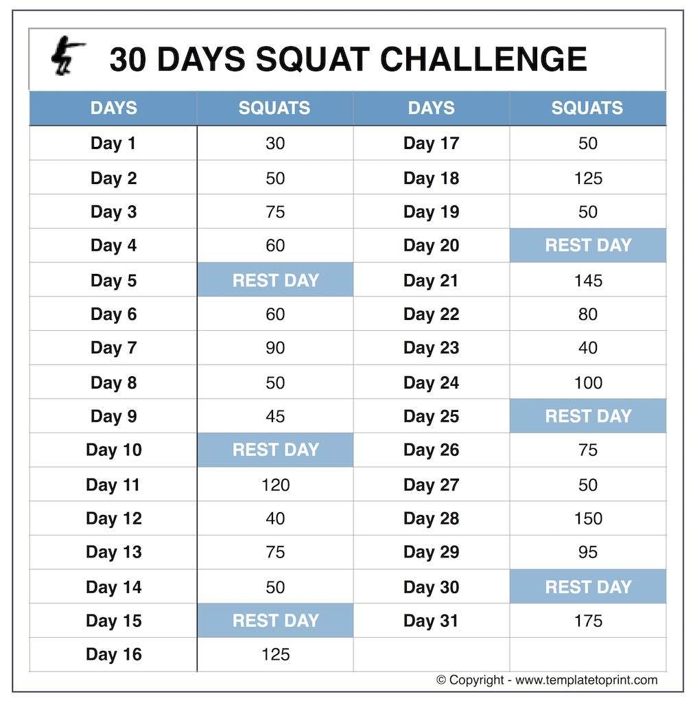 Get 30 Day Challenge Printable Chart