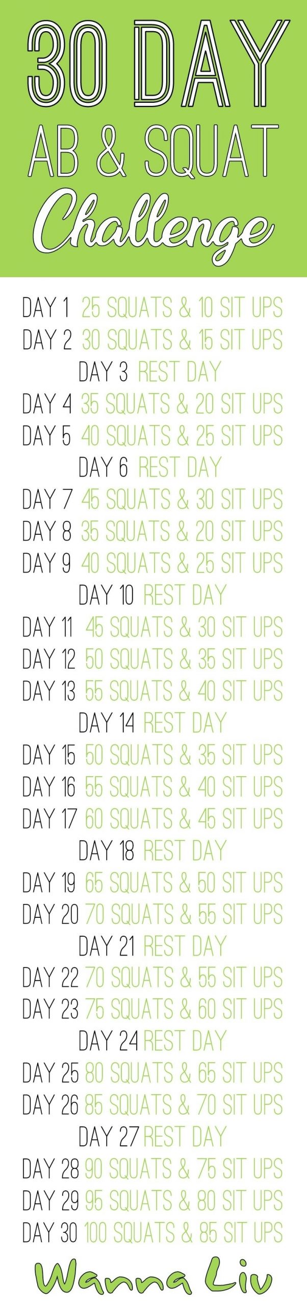 Get 30 Day Challenge Printable Chart