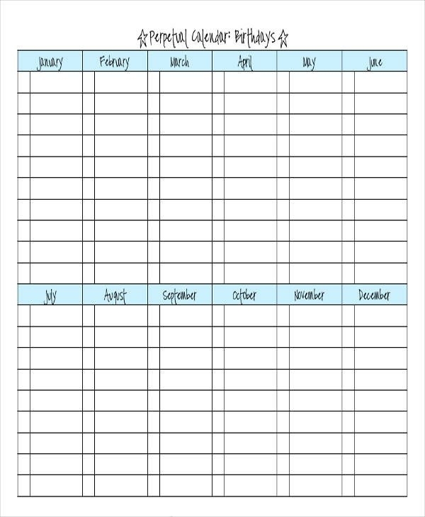 Get Printable Perpetual Calendar