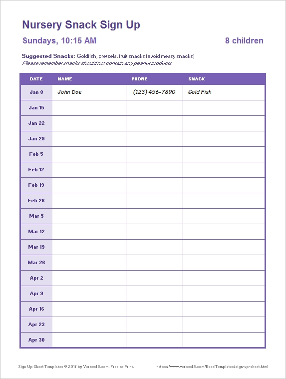 Get Time Slot Spreadsheet