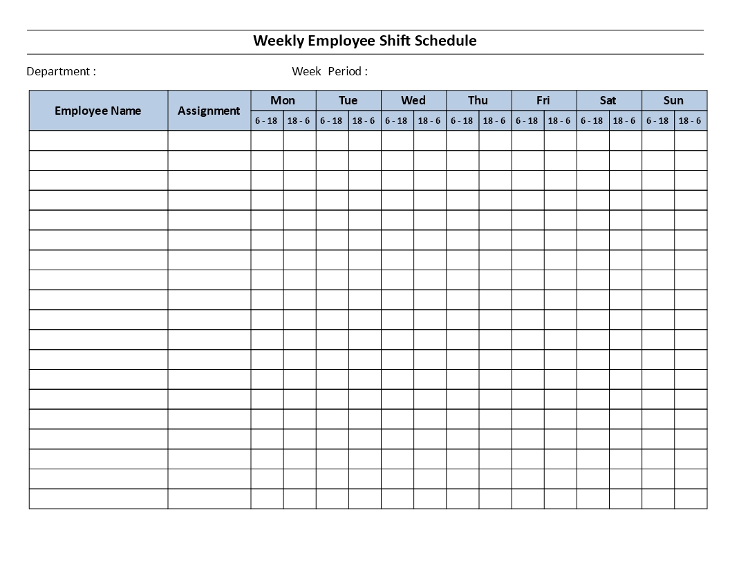 Pick 12 Hour Schedule Template