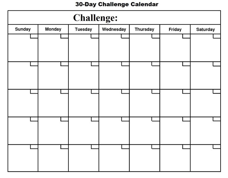 Pick 30 Day Blank Calendar Printable