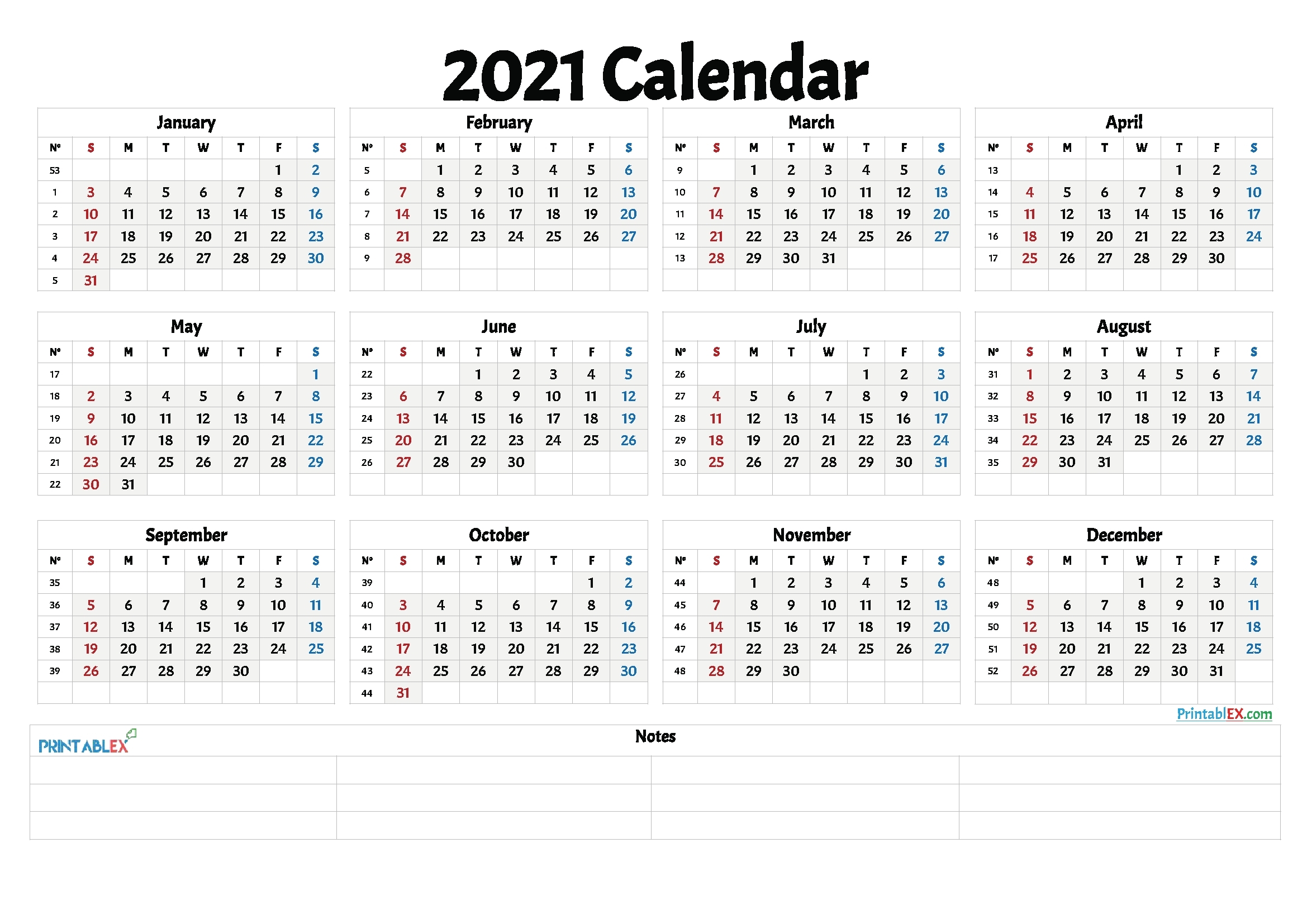 Pick Financial Week Calendar 2021