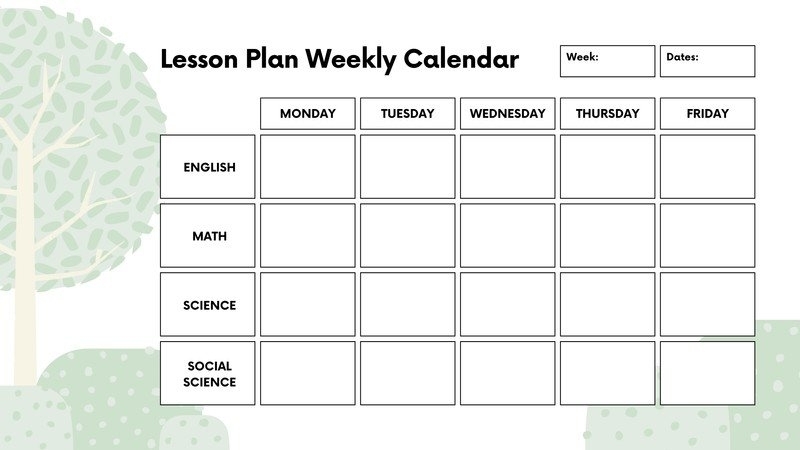 Pick Printable Monthly Lesson Plan Calendar