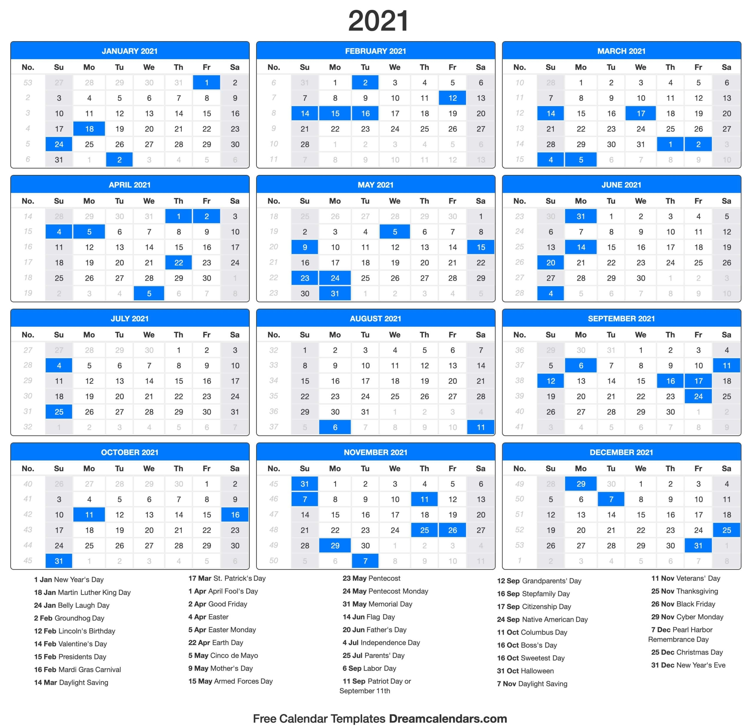 Take 2021 Pocket Calendar Template