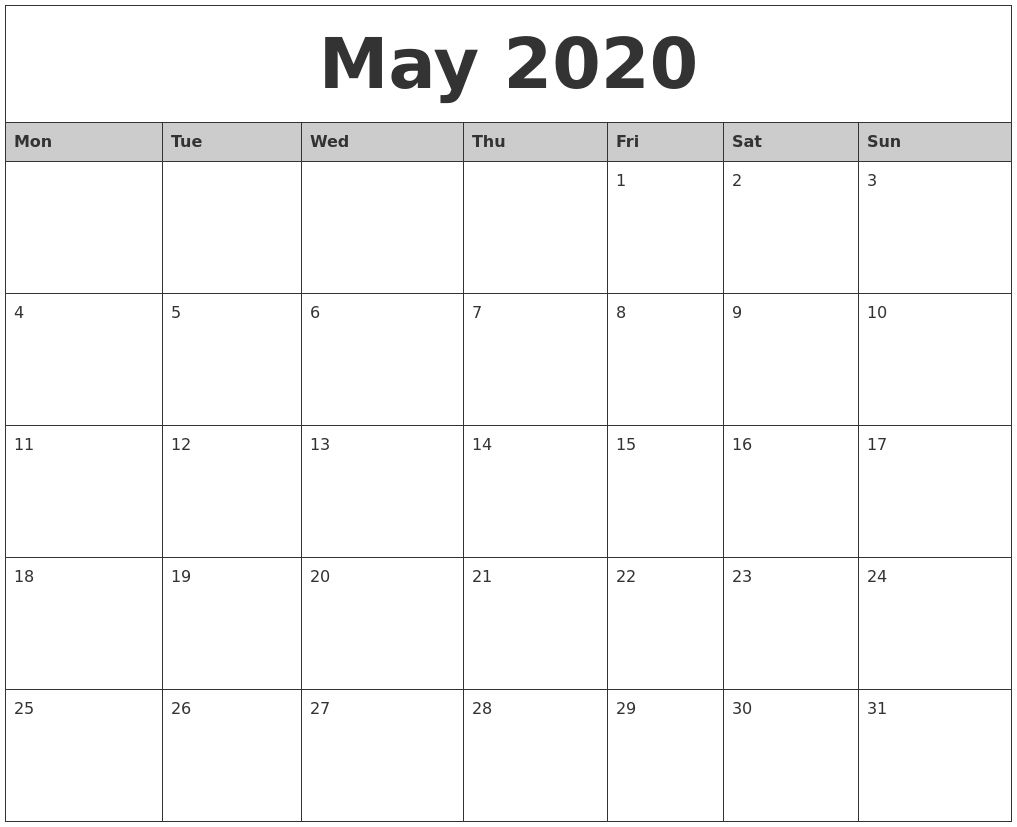 Take 30 Day Blank Calendar Printable