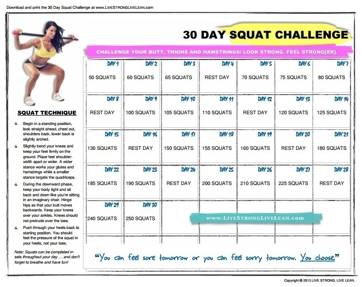 Take 30 Day Challenge Printable Chart