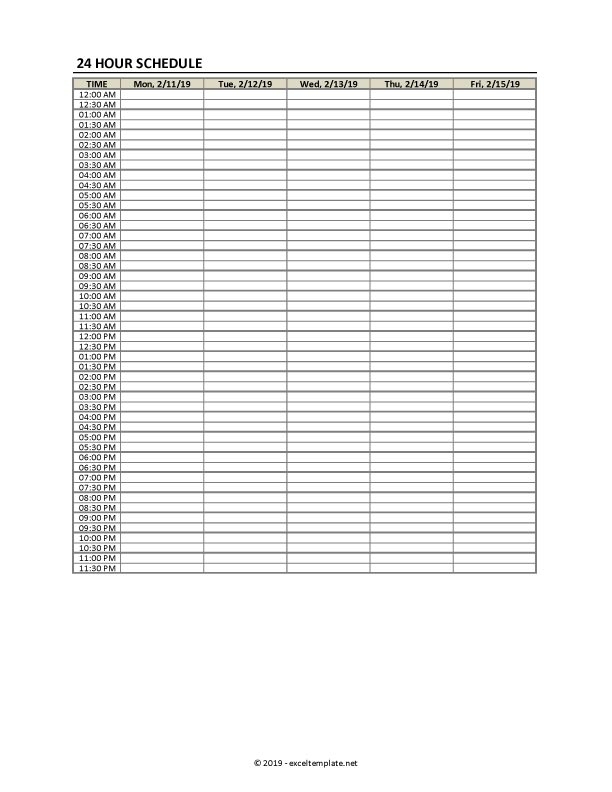 Take Daily Schedule Printable 15 Minutes